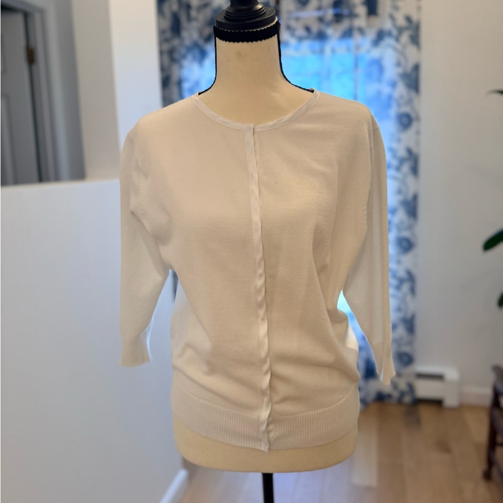 Old School Gap Snap Front White Cardigan